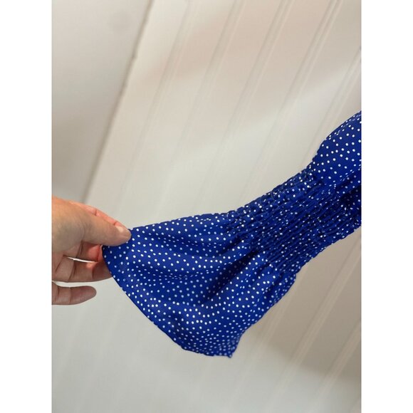 Allison Joy Blue Polka Dot Off-Shoulder Blouse Womens S - Picture 6 of 13